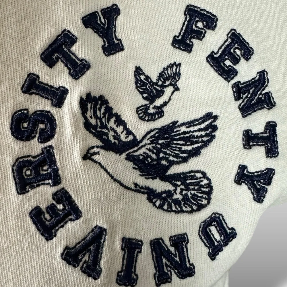 Puma X Fenty University Cropped Vintage Tee in Cream Large Rhianna Baby Tee - Picture 10 of 16